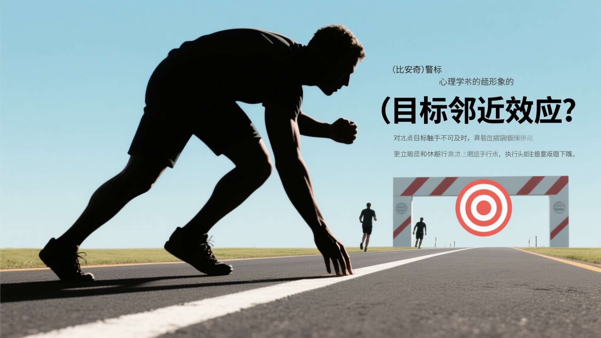 一个在终点线前冲刺的运动运